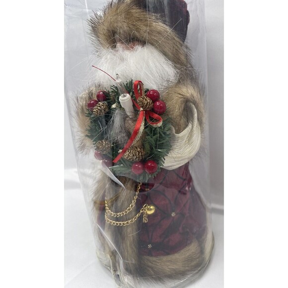 Kurt Adler 10 in. 10-Light Burgundy and Brown Santa Tree Topper Damage Box New - Picture 8 of 12
